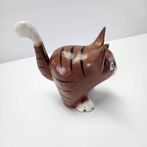 Wood Folk Art Brown with Black Cat Table Decor - Picture 3 of 8